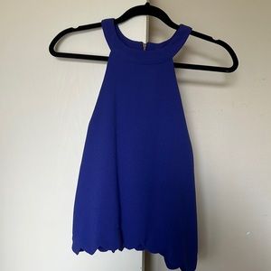 Monteau Blue/Purple Scalloped Hem, High Neck Tank, Size S